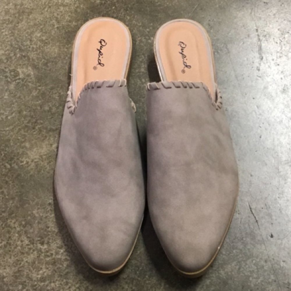 Taupe stitch detail mule ballerina flats - Picture 5 of 8